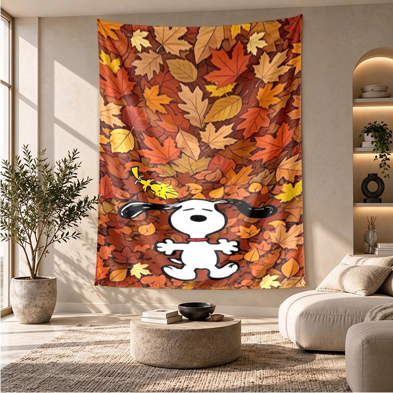 Cozy Autumn Snoopy Cartoon Theme Beach Towel Personalized Custom Name & Text Soft Quick Dry Beach Towel for Swimming Travel