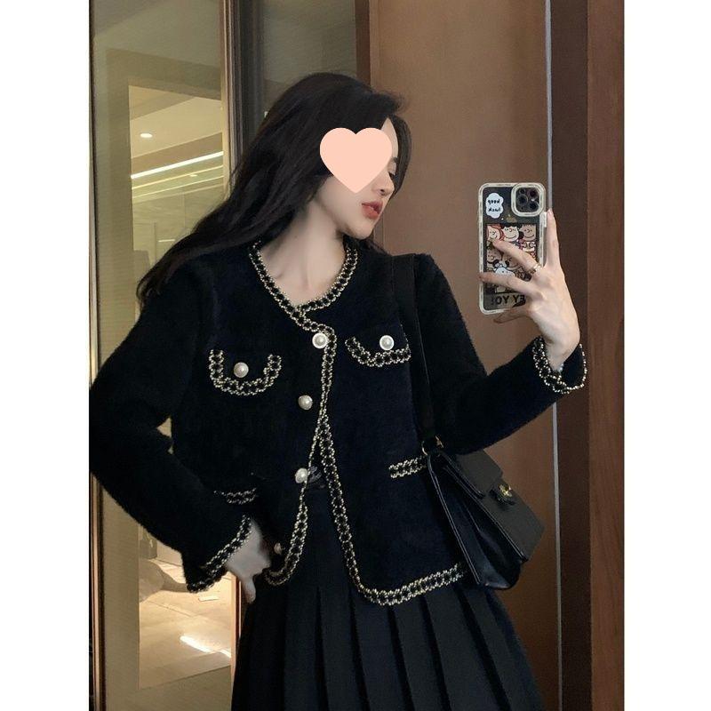 Palton elegant din imitație de nurcă 2025: Cardigan Tricotat Fragrant Pearl, Modă Versatilă Toamnă-Iarnă