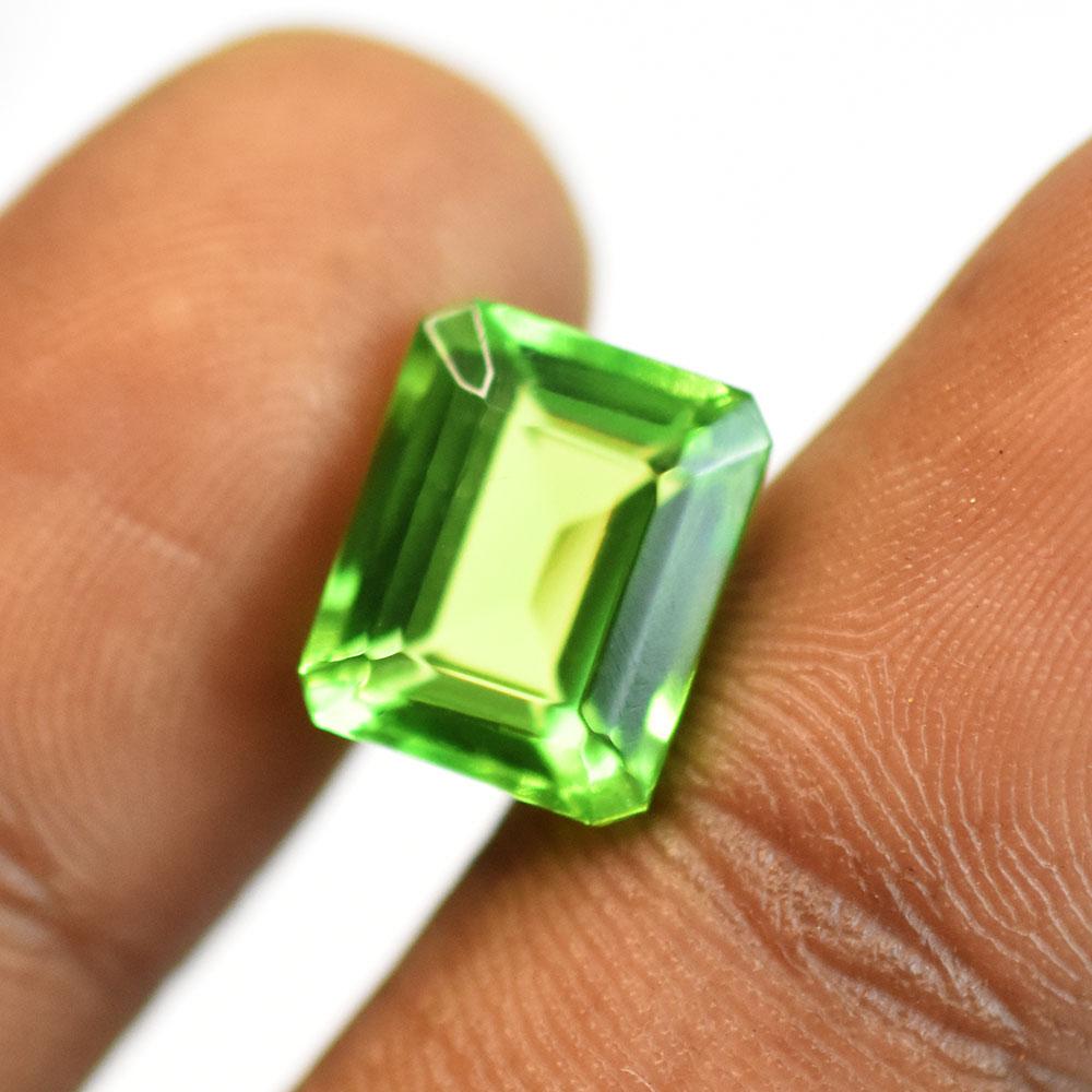 A+   7.75 Ct Natural Green Peridot 11x9mm Emerald Cut Loose Gemstone
