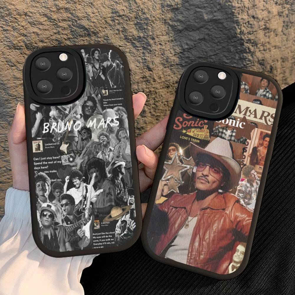 B-Bruno M-Mars Singer Leather Phone Case For IPhone 16 16e 15 14 13 12 11 Pro Max Plus Mini Cover