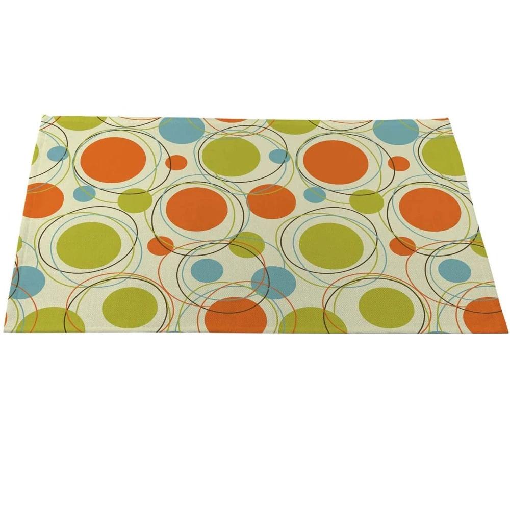 Classic Rose Flower Placemat Linen Table Mat Tree Wooden Style Dining Table Disc Pads Coaster Napperon Plate Bar Tapete De Lugar