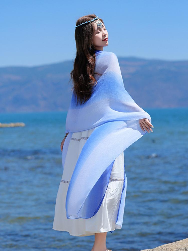 Elegant Women Thin Silk Scarf Wrap Shawl Print Ladies Sunscreen Bandanas Hijab Mujer Boho Scarve Pareo Casual Chinese Style New