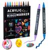 Dual Tip Acrylic Paint Pens Set - 12/24/36/48 Colors for Wood Canvas Stone Rock Painting Glass Ceramic DIY Crafts Markers