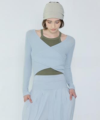 Debiweeo Curve Wrap Crop Top Devi-T0041-Sky