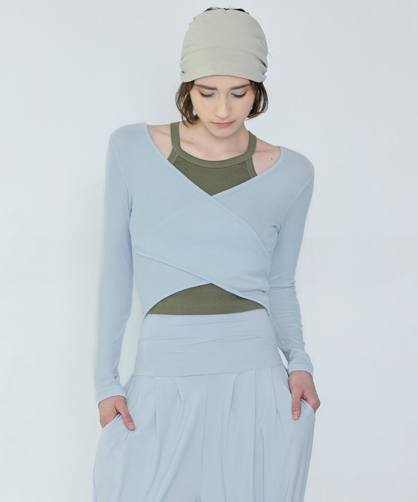 Debiweeo Curve Wrap Crop Top Devi-T0041-Sky