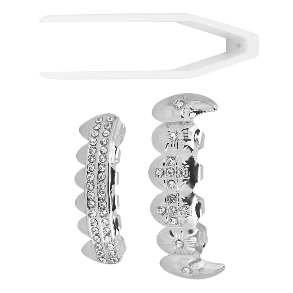 Electroplate Hip Hop False Teeth Set Reusable Unfading Halloween Festival Teeth Decoration Brace