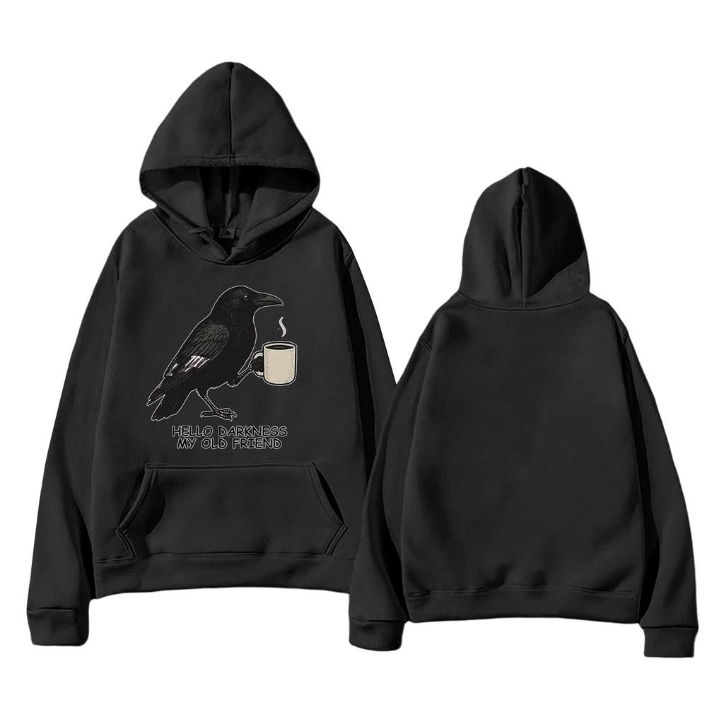 Modna Unisex Lekka Bluza Pulower z Długim Rękawem i Kieszeniami z Nadrukiem