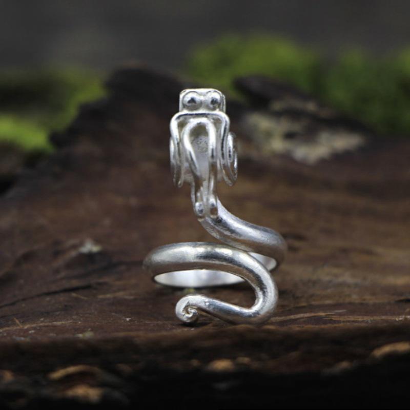 Yin Taifei Thai Silver Dragon Pearl Adjustable Women s Ring Adjustable Open Ring