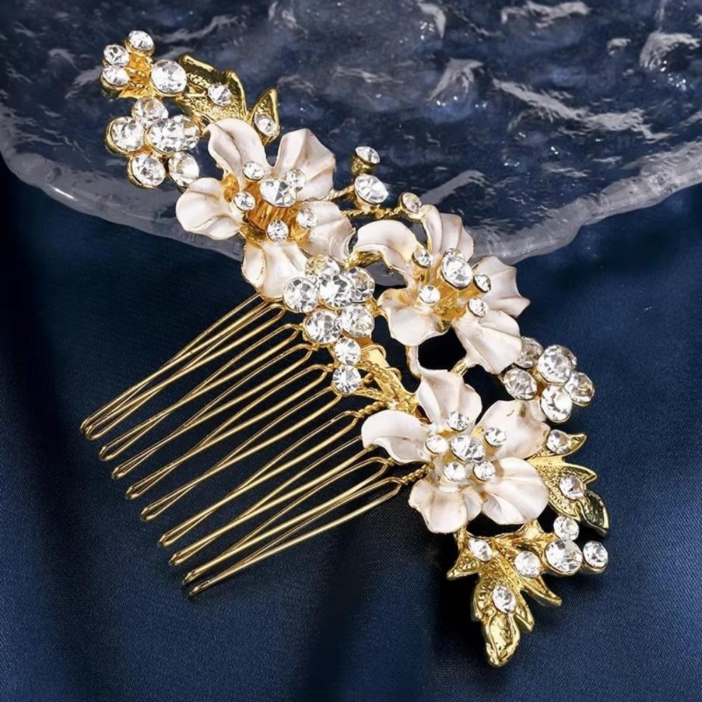 Alloy Bride's Hair Comb Rhinestone Hair Accessories Fashion Flower Hairpin  Festive Gifts