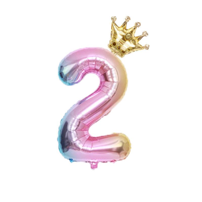 32 Inch Gradual Change Digital + Crown (Independent Packaging) Digital Road Lead 0-9 Aluminum Foil Balloon Birthday Anniversary Celebration