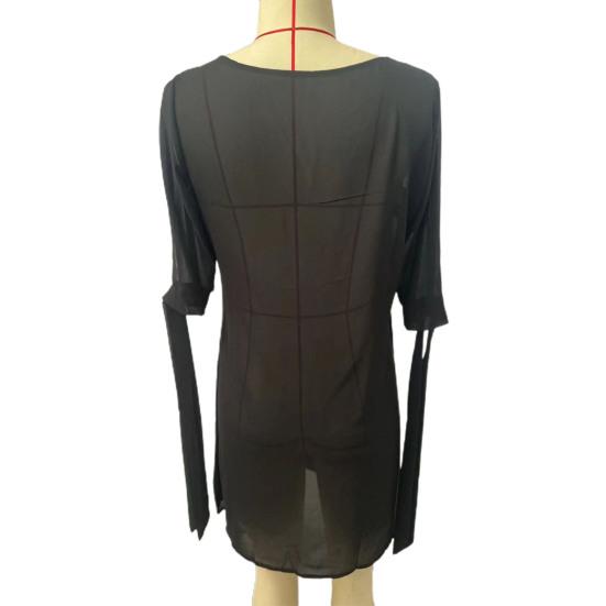 Women Summer Dress Shiny Sequin Hollow Out Deep V Neck Knot Patchwork Dress-up Loose Office Lady Party Mini Dress Women Clothes