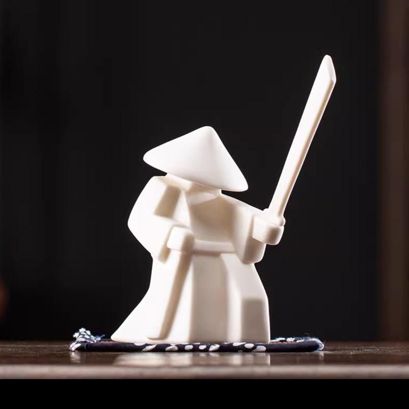 Creative Ceramic Jianghu Warrior Incense Burner Ornament New Chinese Style Home Indoor Blocky Samurai  Sandalwood Incense Holder