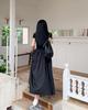 Hepburn Style Square Neck Black Slimming Spliced Dress