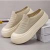 Summer Breathable Thick Soled Shoes with Toe Caps, Solid Color, Shallow Opening, Height Increasing Shoes, Simple Soft Sole, Half Support