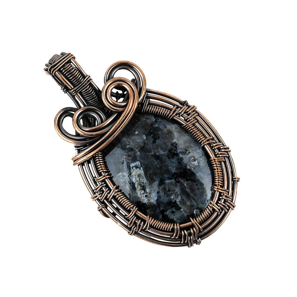 Larvikite Pendant Handmade Gemstone Jewelry, 999 Copper Wire Wrapped Pendant ,Unique Design Jewelry Pendant
