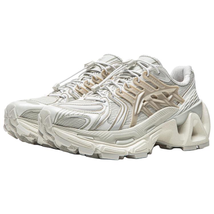 Li Ning Furious Rider ACE 3.0 Textile, Synthetic Leather, TPU Breathable Low top Chunky Sneakers Women's Gray Ivory AZGW308-2//