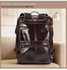 Men's Genuine Leather Expandable Large Capacity Shoulder Backpack for Business Travel