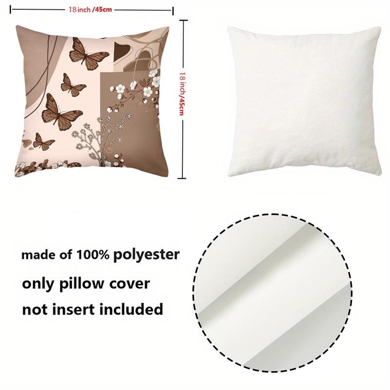 1 Pieces Brown Butterflies And Floral Pattern Throw Pillow Polyester pillowcase, sofa decorative cushion cov Headboard Pillow