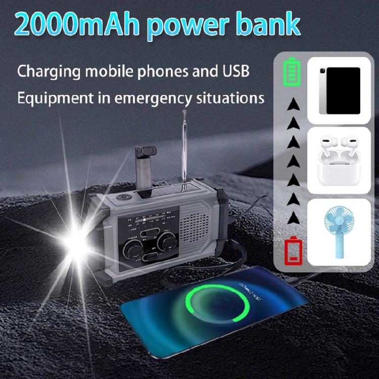 Outdoor Emergency Radio Solar Charging Hand Cranked Weatherproof Emergency Radio with LED Flashlight For Camping