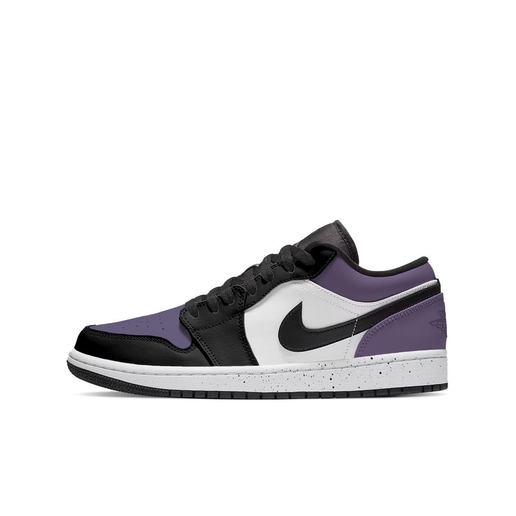 Jordan Air Jordan 1 Wear Resistant And Lightweight Low Top Skateboard Shoes Unisex Black White Purple 553558-165(Team577-S-BOX)