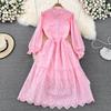 Retro Crochet Dress Elegance Elegant Big Hem Embroider
