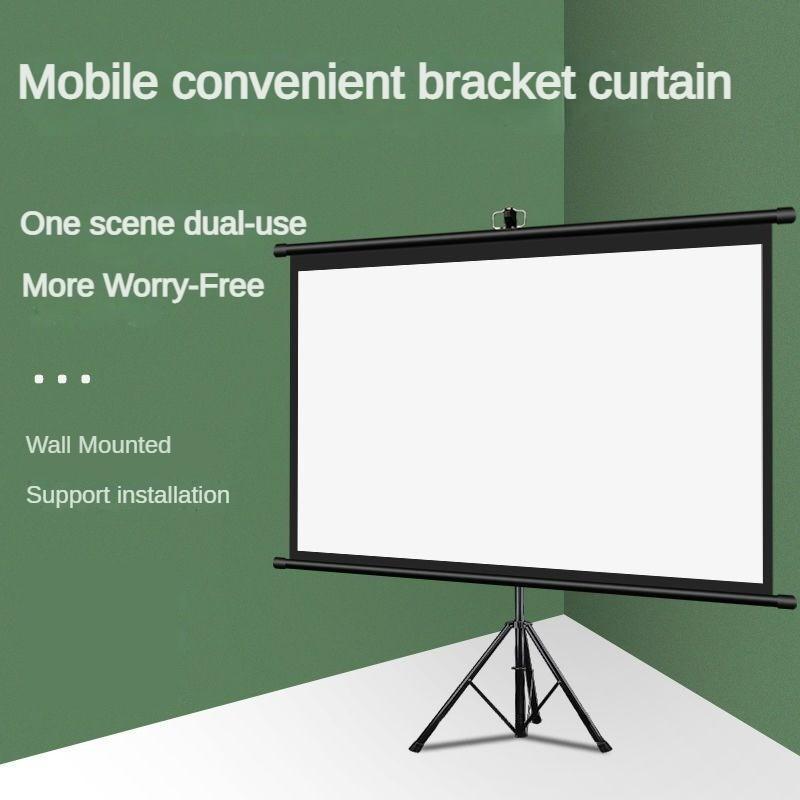 60/72/84 Inches Projection Screen Entertainment Projector Curtain HD Mobile Portable Tripod Screen