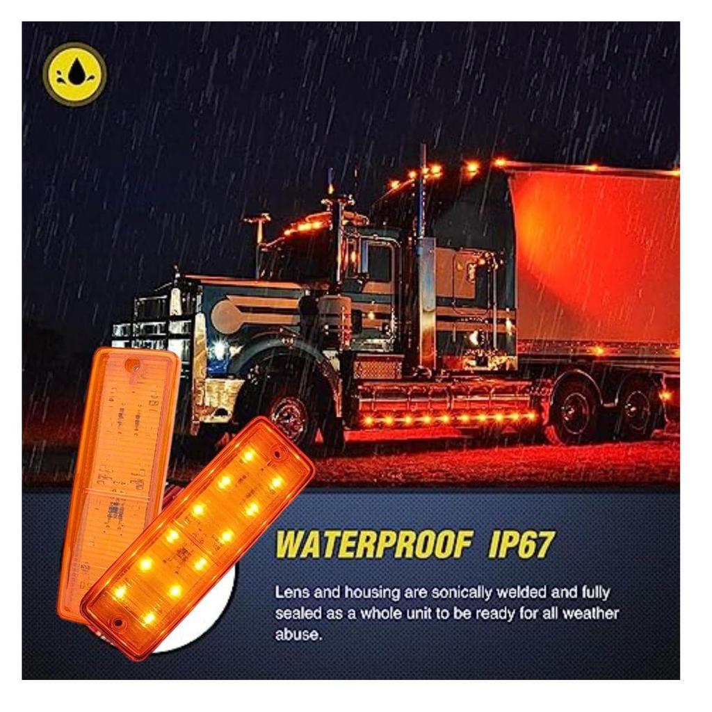 Amber Led Side Marker Light Trailer Rv Marker Rectangular Led/SMD Clearance Marker For Truck Trailer Rv Campervan Pickup Suv Shockproof Universal Fit