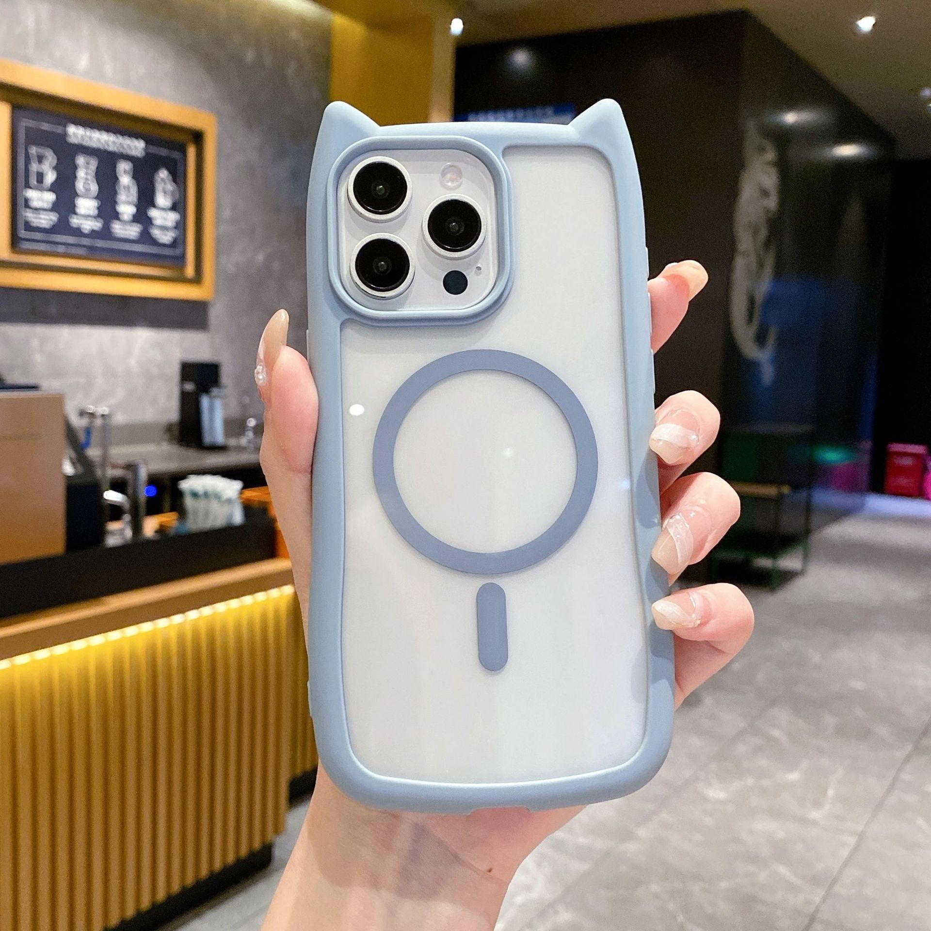 

Магнитная присоска Cat Ear подходит для Apple 16Pro Чехол для мобильного телефона Прозрачный Iphone15 Силиконовый Акриловый Противоударный Жесткий I14 iPhone15