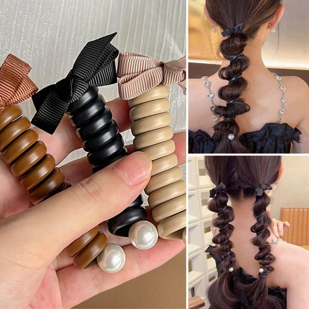 1PC Bowknot Braided Telephone Wire Hair Bands Ponytail Hair Rope Hair Weaving Artifact Elastic Band Hair Rope Hair Accessories