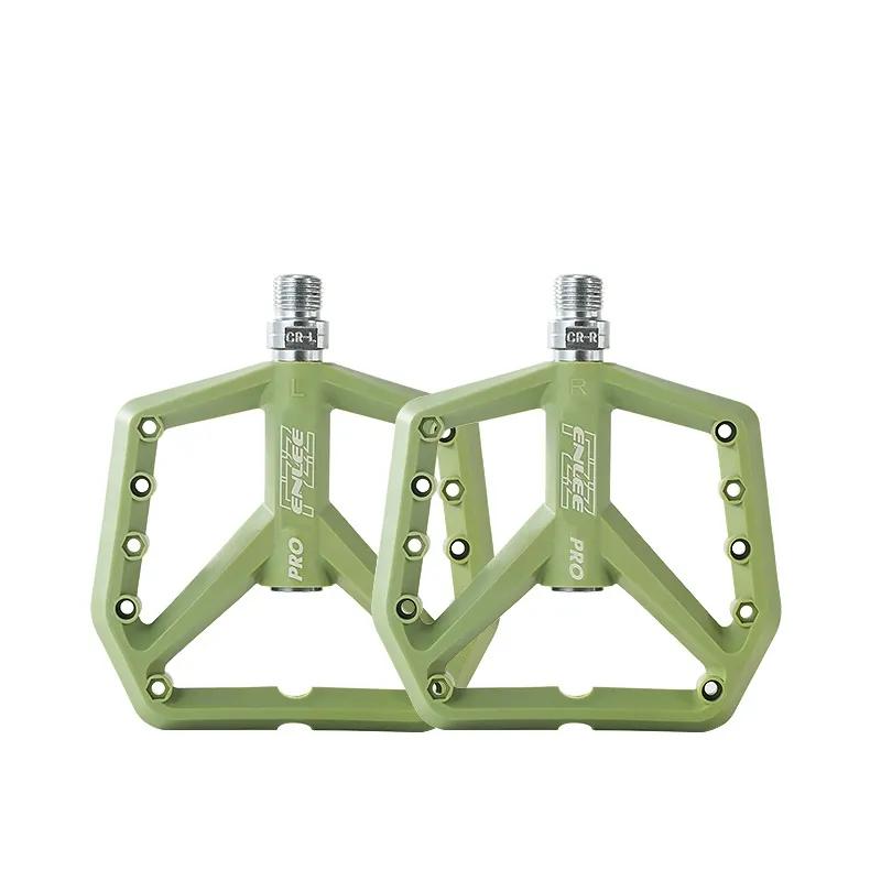 ENLEE Bicycle Pedals Bike Ultralight Seal DU Bearings Cycling Nylon Pedal BMX MTB Pedals Flat Platform Bicycle Parts Accessories PRONiLong green