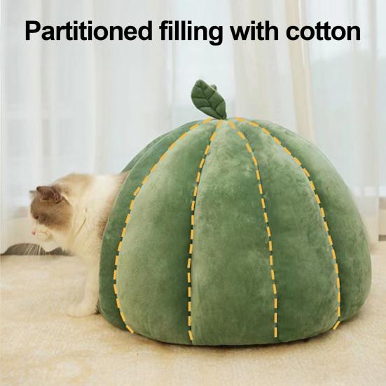 Closed Cat Nest Winter Warm Pet Bed Cactus Ball Shape Pet Bed with Detachable Inner Mat for Small Dogs Kittens Puppies