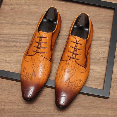 Fashion Italian Style Hand Painted Letter Men Shoes Genuine Cow Leather High Quality Formal Dress Shoes Loafers Business Wedding Shoes