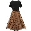 Women’s Sun Dresses Mesh Fluffy Printed Embroidery Retro Palace Style Swing Midi Dress Holiday Party Casual Outer Wear