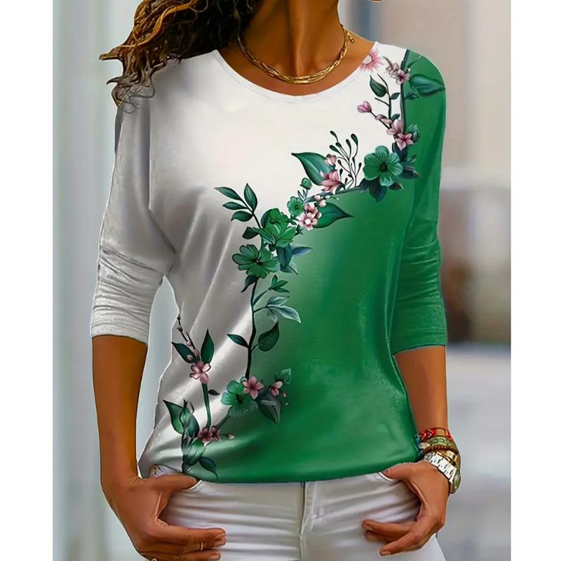 2025 Autumn & Winter Women's New Casual Crew Neck Long Sleeve Top 3D Flower Pattern
