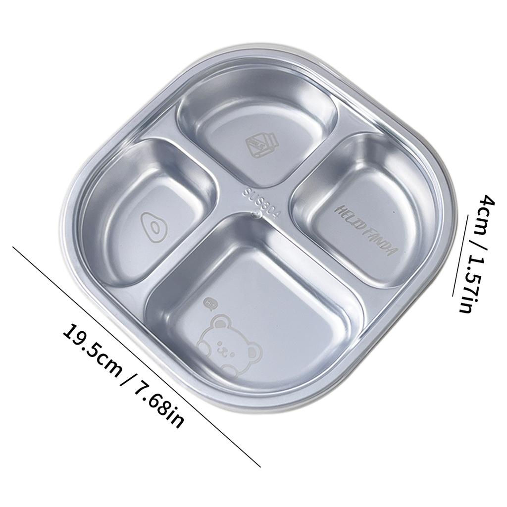 Reusable Dinner Plate 3/4 Compartments Portion Control Dining Plate 304 Stainless Steel Fruit Salad Food Dinner Tray