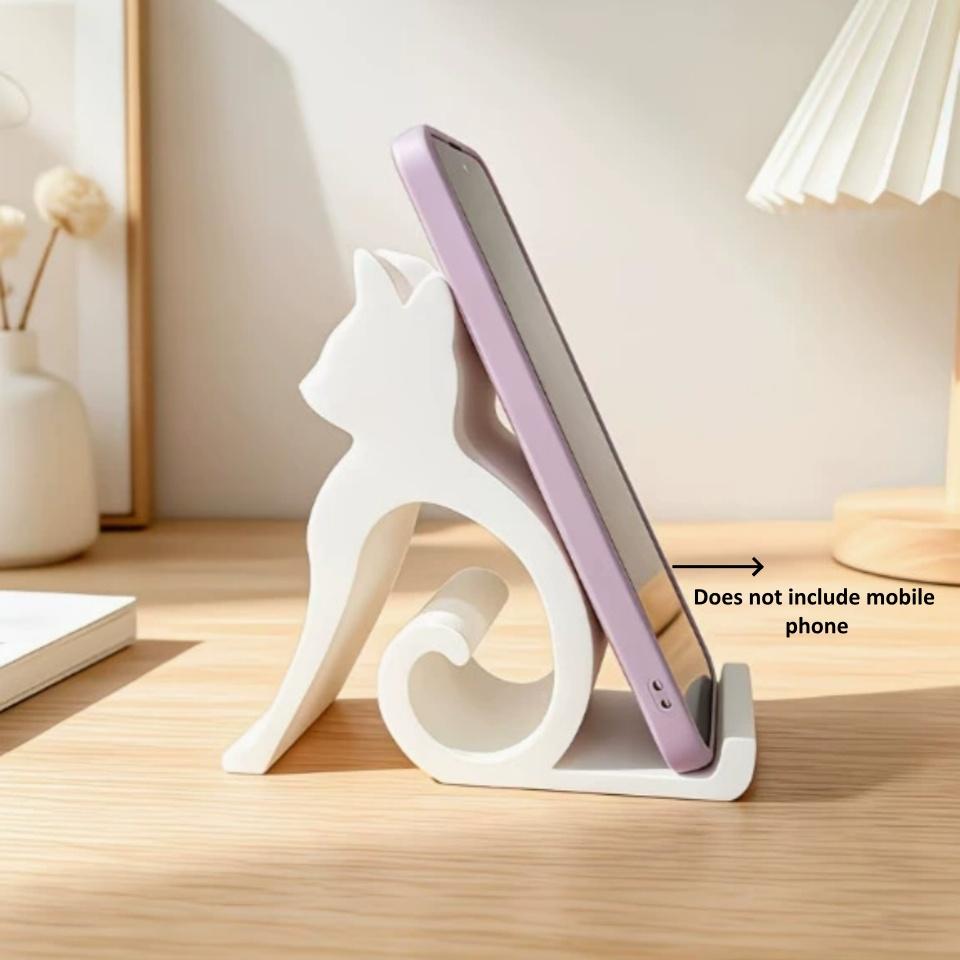 Cute Cell Phone Holder Stand for Desk, Cat-Shaped Phone Stand and Eyeglass Frames Animal Gifts for Cat Lovers