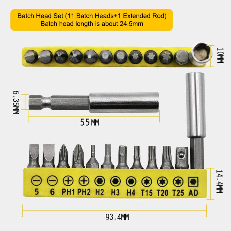 New L Type 1/4 Hexagon Screwdriver Bit 90 Degree Double End Handle Black 6.35mm Wrench Tool For Matching Bits Set