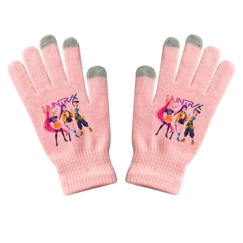 K Pop Demon Hunters Girls Gloves Woman Touch Screen Gloves Lady Winter Warm Cartoon Anime Accessories Cute Gift