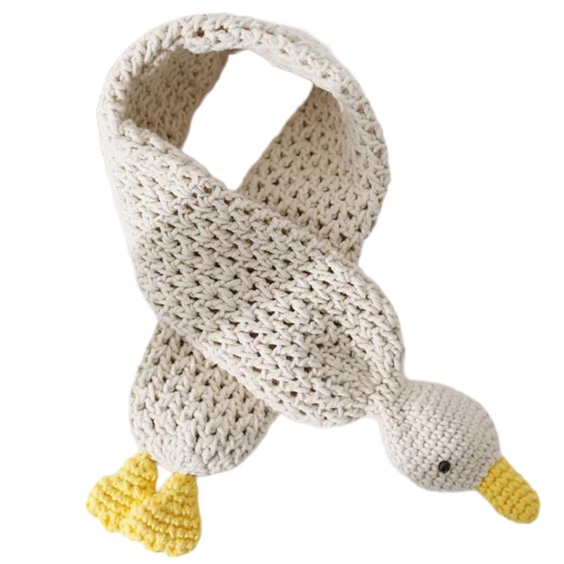 Handcrafts Cartoon Knit Scarf Cute Duck Designs Soft Woolen Scarves Wrap for Kids and Teens Winter Cozy Warm Neck Warmer