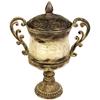 Indrukwekkende Decoratieve Urn Gemaakt van Metaal in Crème en Bruine Kleur, 32x28 cm, met Handvatten en Deksel