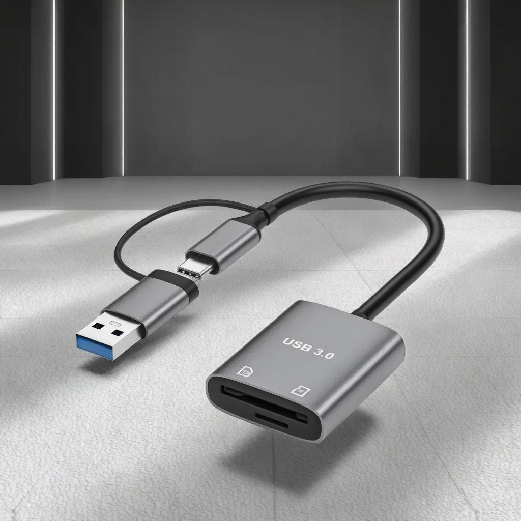 2-in-1 OTG Adapter Type-C Interface TF/SD 3.0 Card Reader Aluminum Alloy 5Gbps Data Transfer Speed for iPhone 15/16