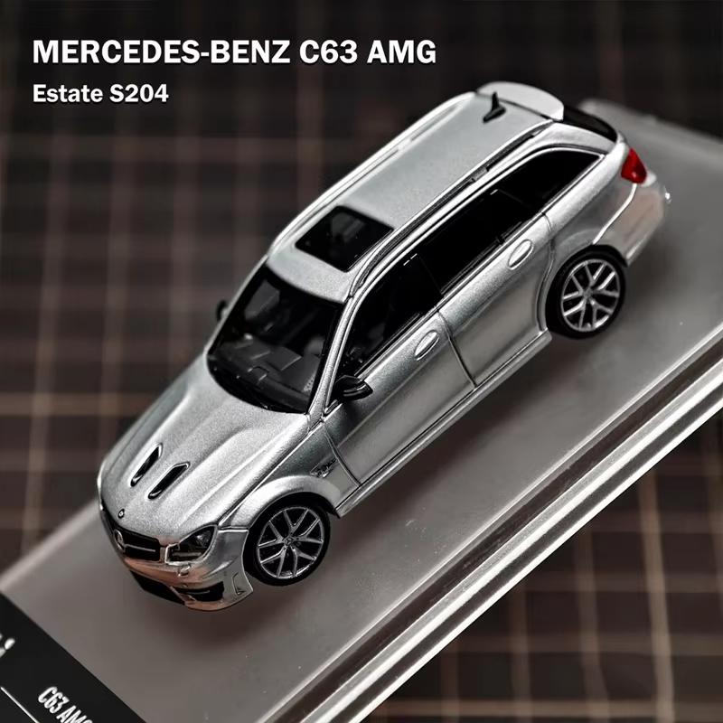 KING MODEL 1:64 Benz C63 AMG S204 Estate Black Silver Alloy Diecast Car W204 Wagon Hot Station Wagon Christmas Gift Car Culture