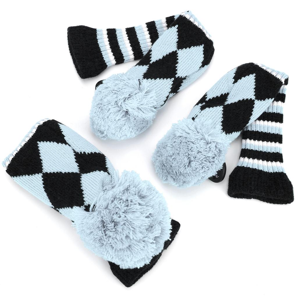 3Pcs Polyester Wool Knitting   Putter Head Cover Wooden   Headcovers Accessory