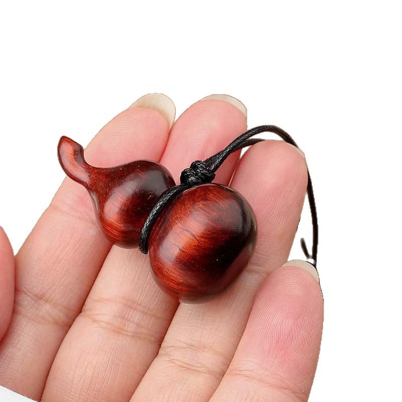 Retro Rosewood Gourd Pendant Necklace - Unisex Literary Design