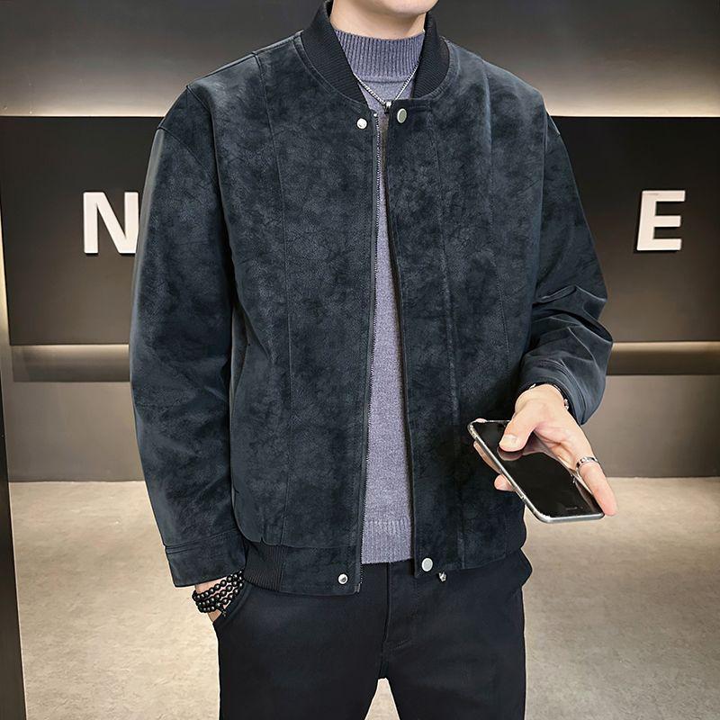 Herren Plus Size Retro Baseballkragen Lederjacke - Herbst Freizeitkleidung