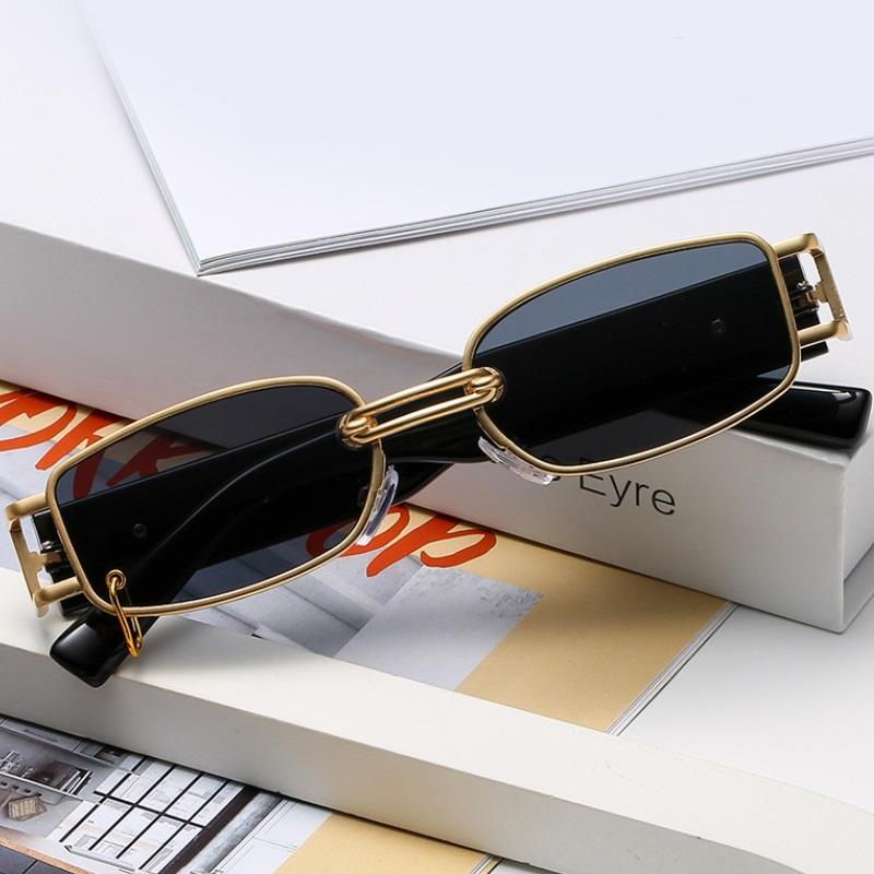 Newest Hip Hop Designer Sunglasses For Men And Women Rap Fashion Square Gold Metal Frame Luxury Woman Hiphop Glasses