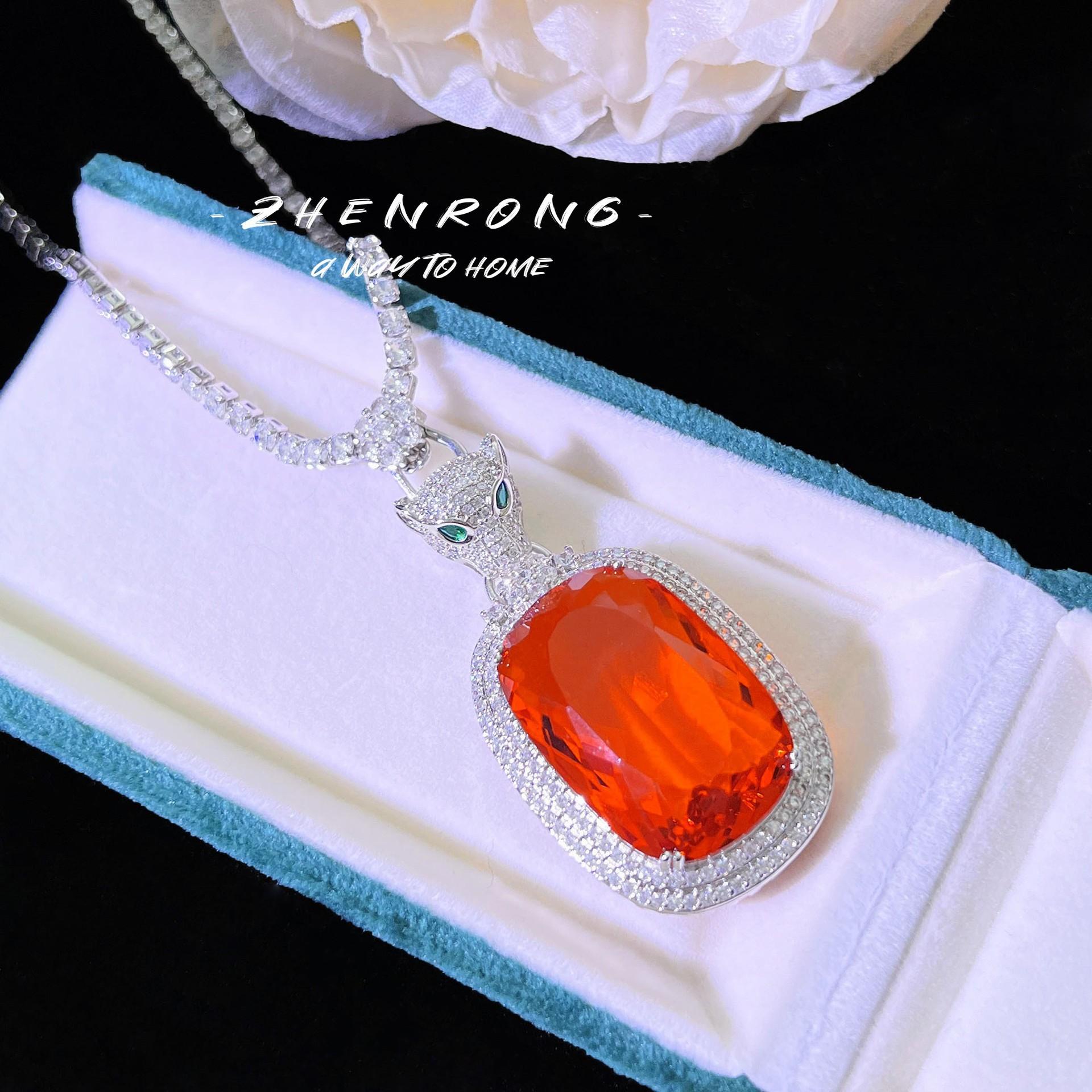

Gorgeous Leopard Head Rectangle Cubic Zirconia Pendant Necklace For Female Original Charisma Birthday Jewelry Gifts 45cm