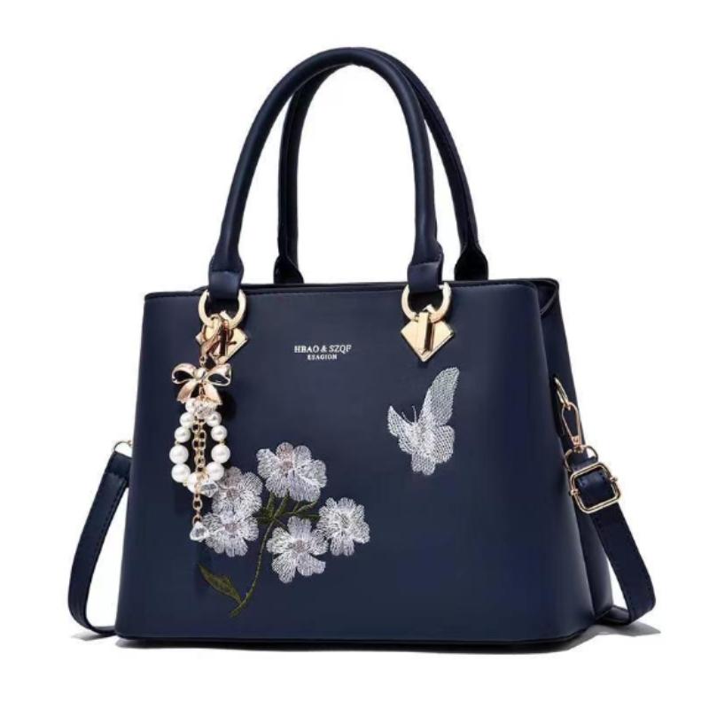 Elegante Decorazione Pendente a Fiocco Borsa da Donna alla Moda Ricamata Borsa a Tracolla in Pelle Borsa a Spalla Tote da Lavoro
