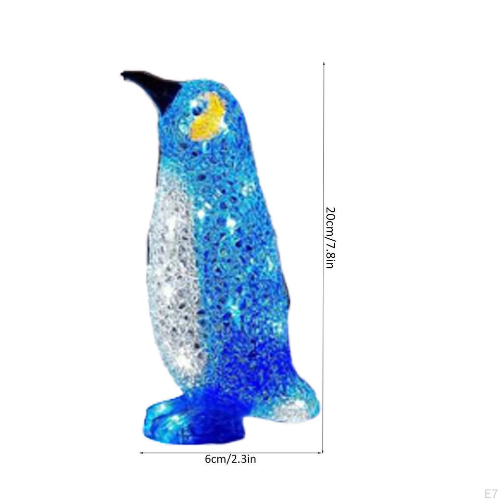 Acrylic Light Up Penguin LED Novelty Statue for Patio Outdoor Decor