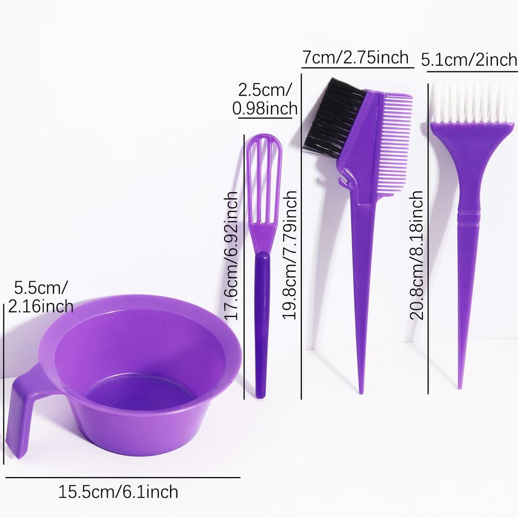 4pcs hair dye tool set, brushes, stirrers, and mixing bowls, hair design color matching accessories,Special for real hair wigs